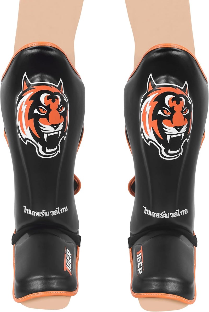 Tiger Pro Shin Guards MMA Martial Arts, Muay Thai, Kickboxing, Leg Instep Protection Pads, Kicking, Sparring, Training Gear, Karate, Boxing, Taekwondo - Unisex (Medium/Large/Extra Large) - Image 3